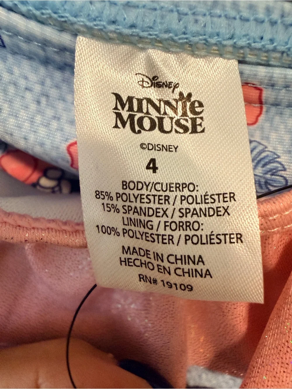 Disney Minnie Mouse Blue Floral Ruffle 2 Piece Swimsuit